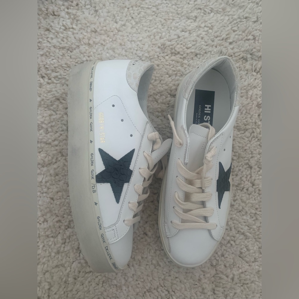 Golden Goose Hi Star NIB Auth White Black Ivory - Picture 3 of 12